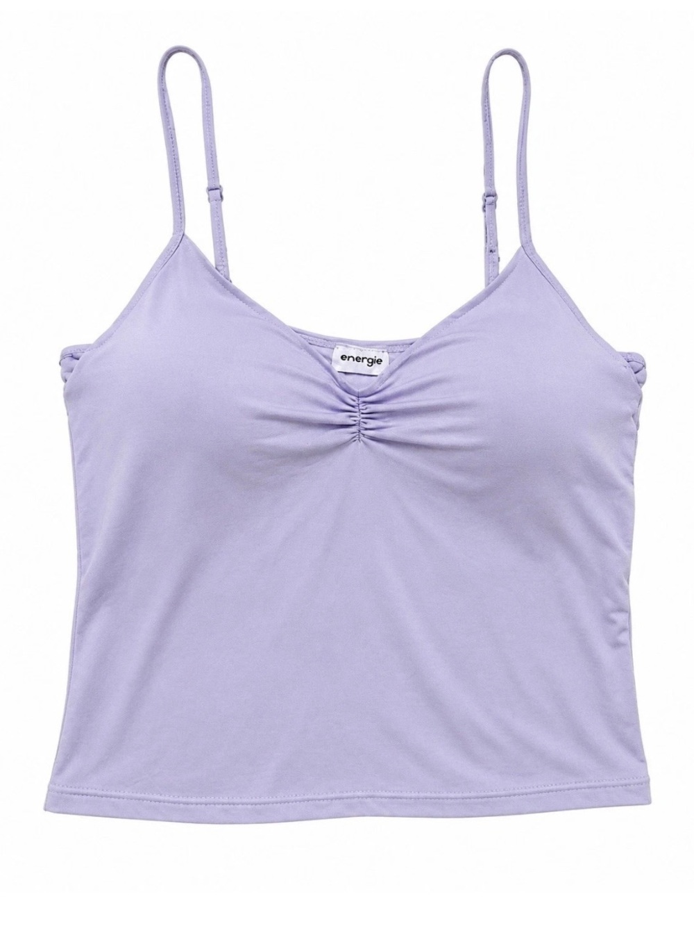 Vintage Y2K Energie Lavender Ruched Cami Top L Coquette Molded Cup Crop